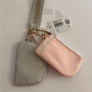 Lululemon Dual Pouch Wristlet in Peachy Pink and Gray NWT